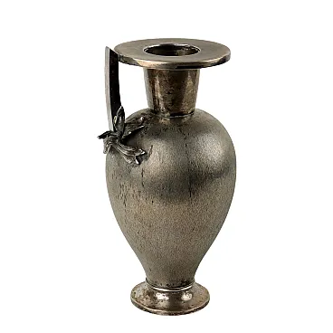 Chiselled silver vase with floral motif by Messulam, 1930s