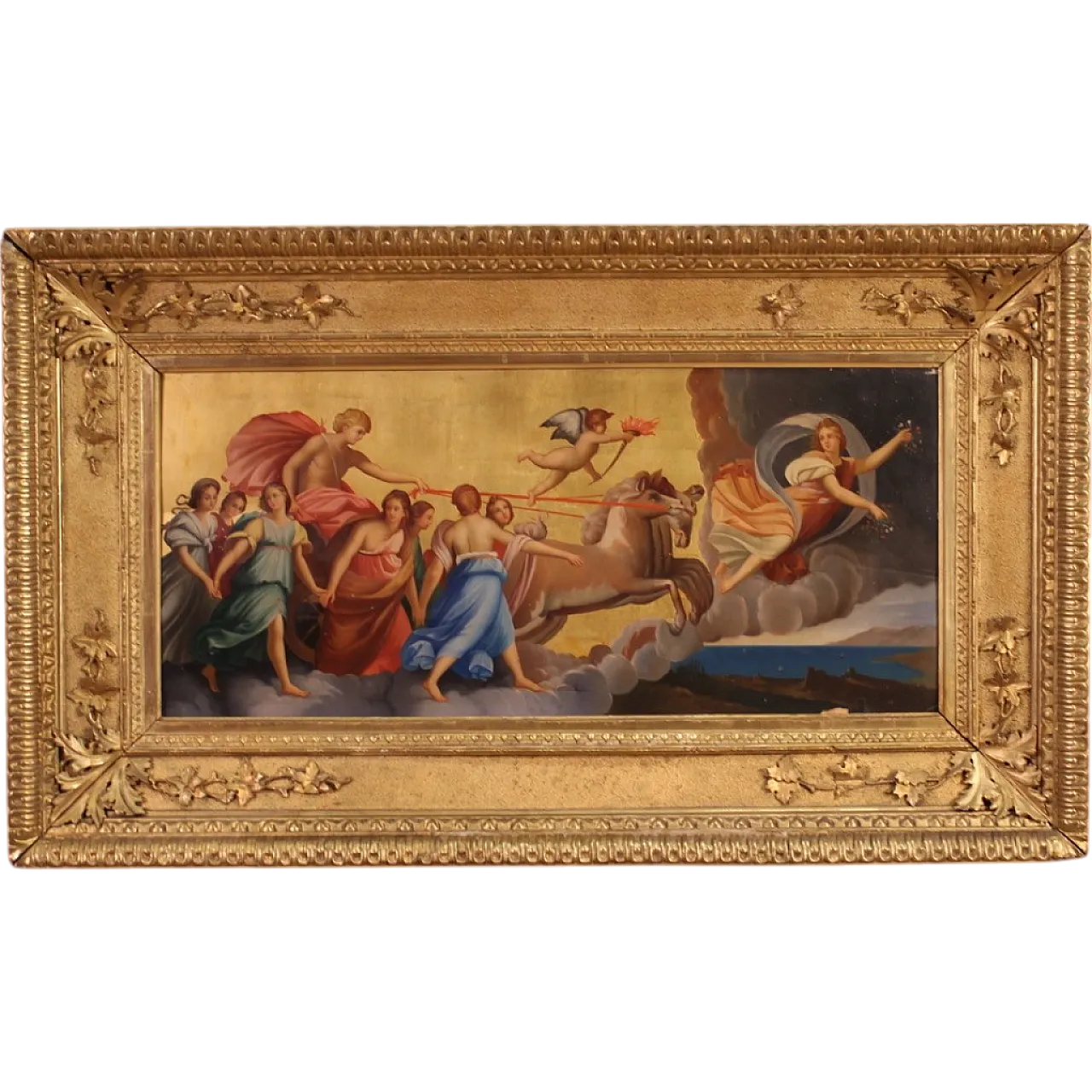 After Guido Reni, Aurora on her chariot, Neoclassic painting, 19th c. 16