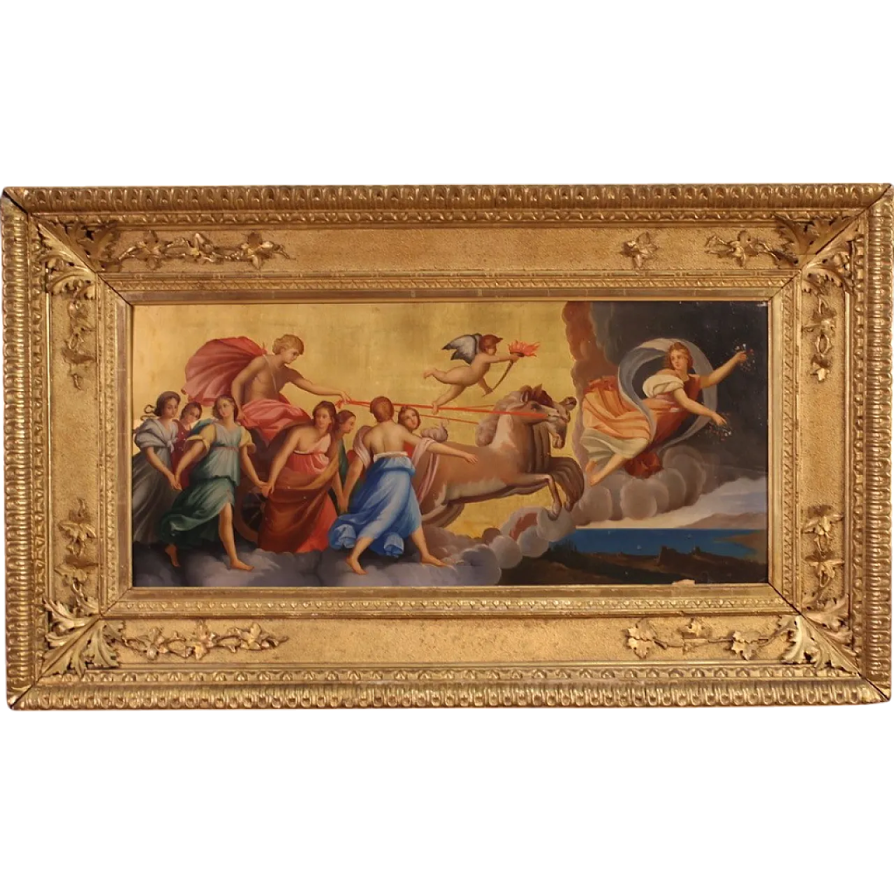 After Guido Reni, Aurora on her chariot, Neoclassic painting, 19th c. 17