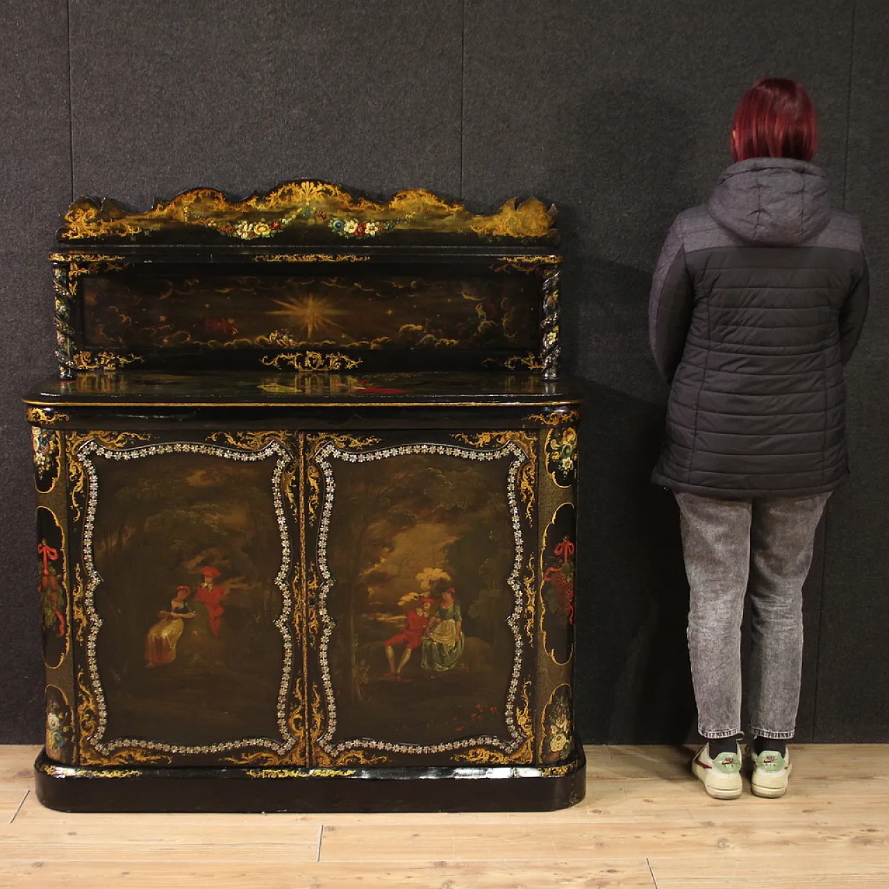 R. Strahan, English lacquered & painted sideboard buffet, 19th century 2