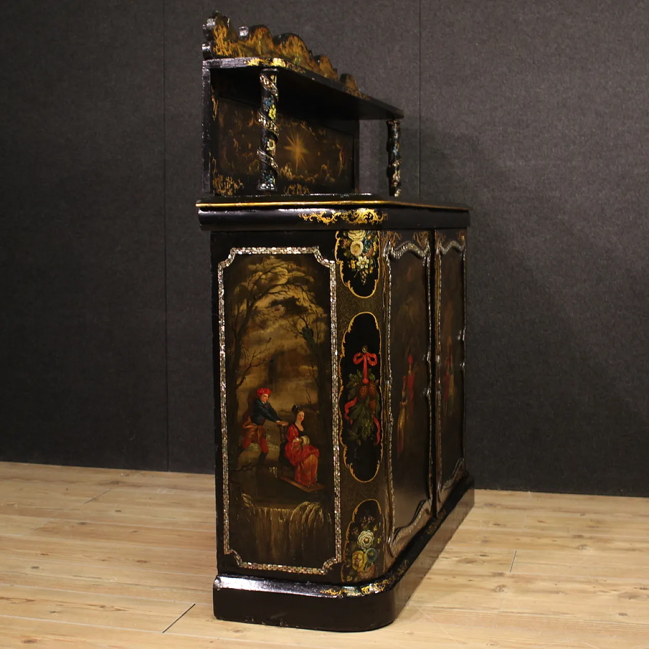 R. Strahan, English lacquered & painted sideboard buffet, 19th century 3