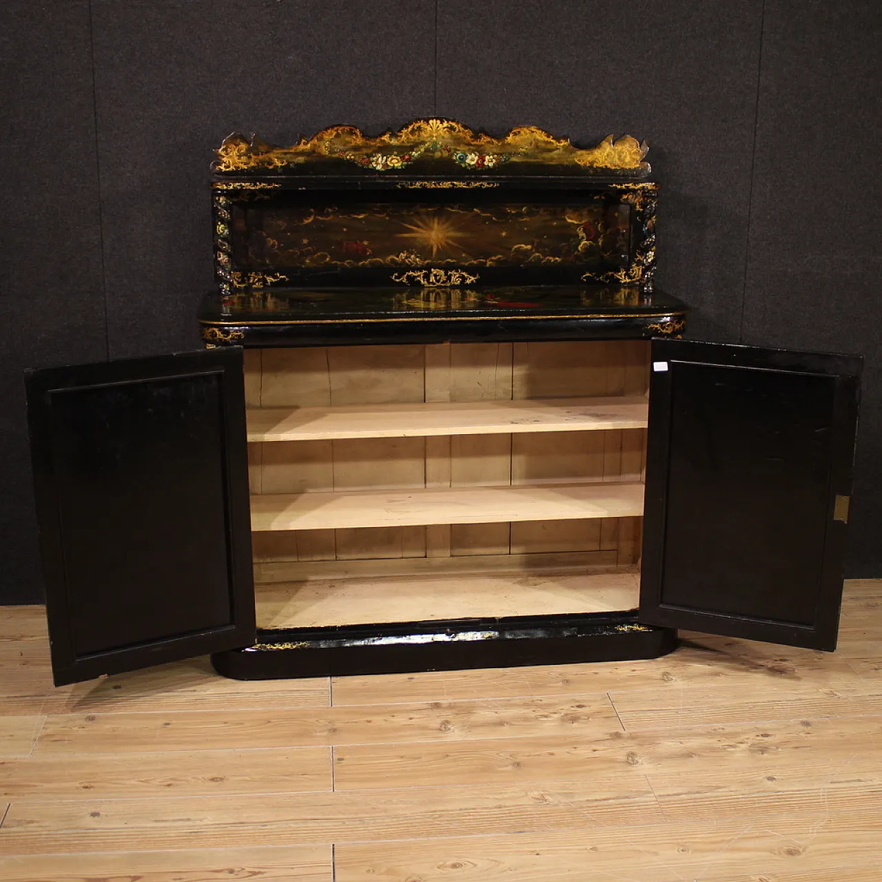 R. Strahan, English lacquered & painted sideboard buffet, 19th century 7