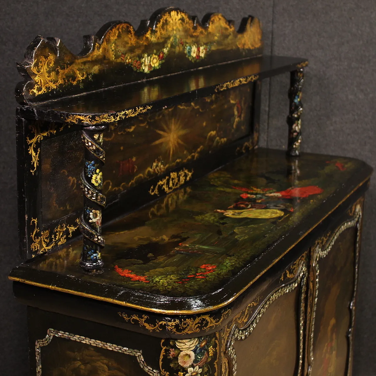 R. Strahan, English lacquered & painted sideboard buffet, 19th century 11