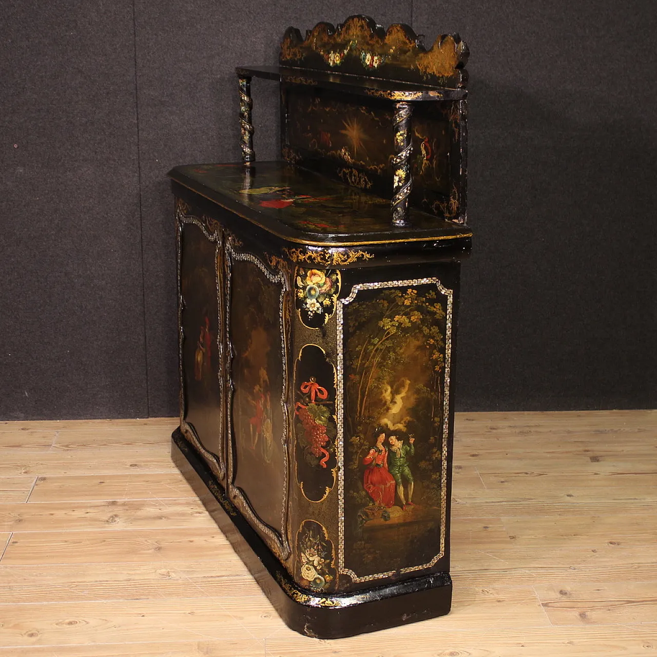 R. Strahan, English lacquered & painted sideboard buffet, 19th century 12