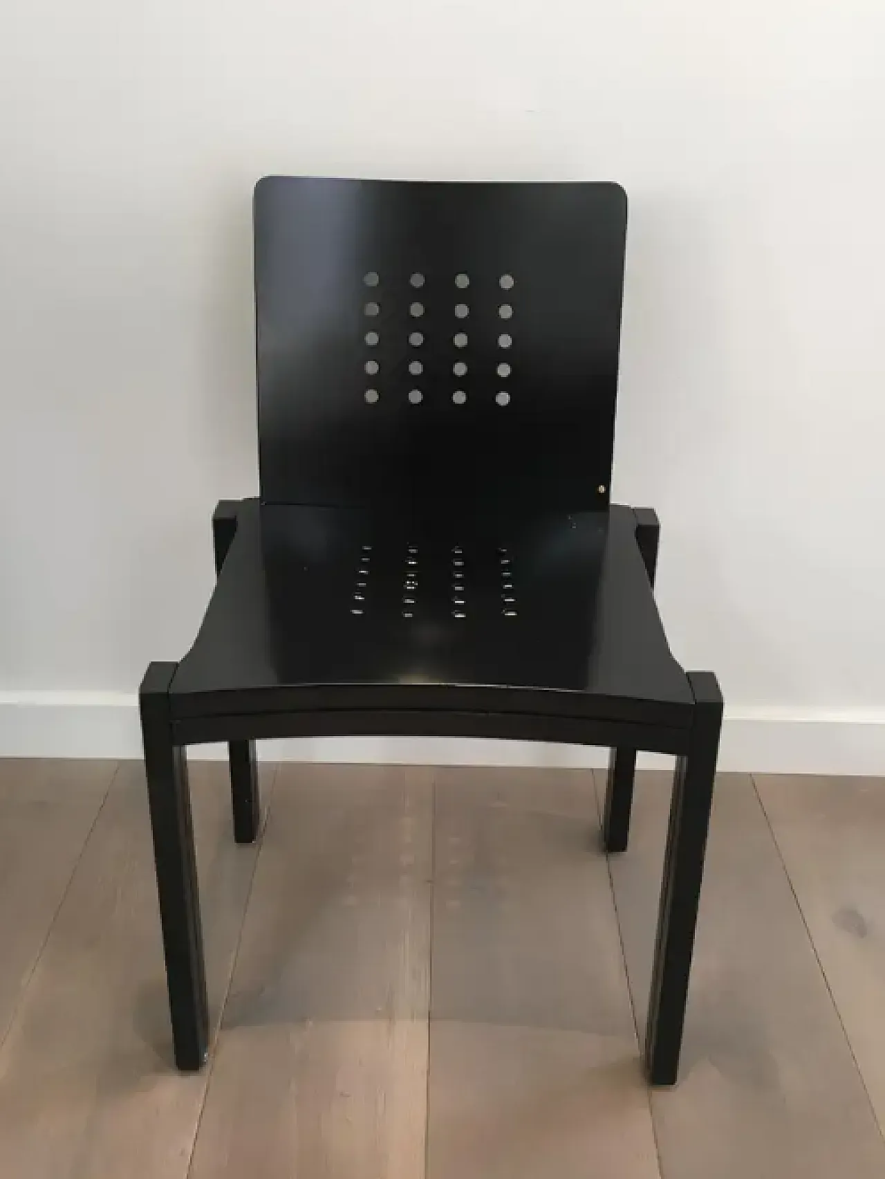 6 Black wooden chairs by Thonet, 1990s 4