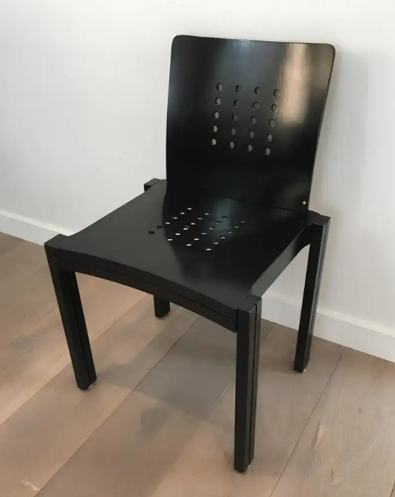 6 Black wooden chairs by Thonet, 1990s 5