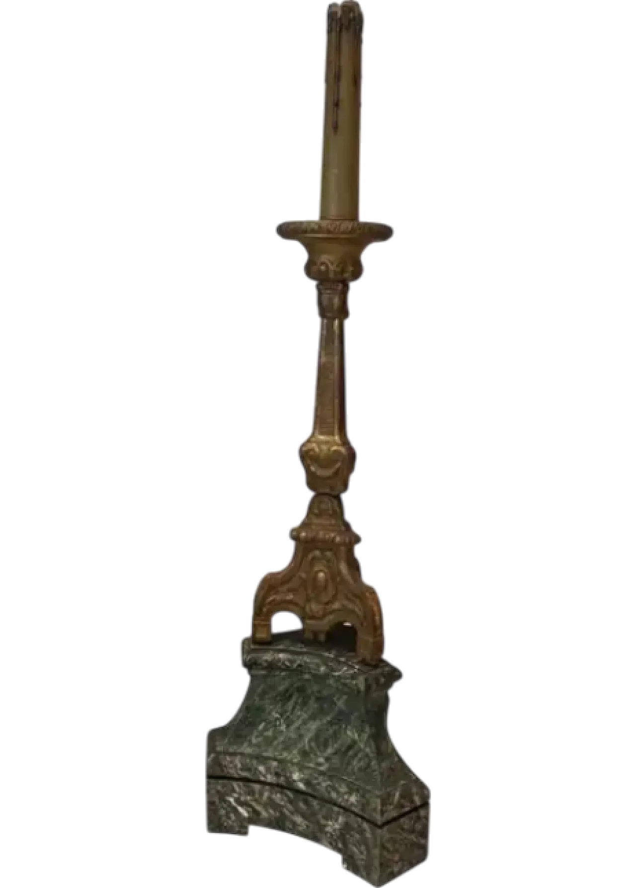 Carved and gilded wooden candelabrum on patinated base, 20th century 12