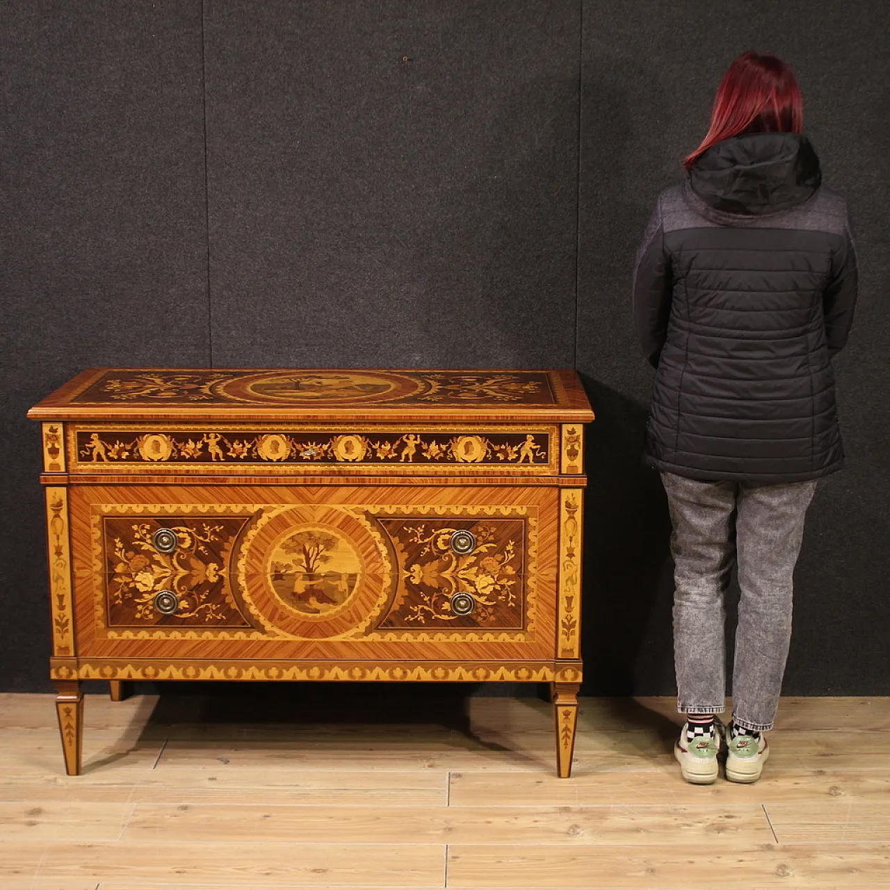 Louis XVI style inlay chest of drawers, 20th century 2