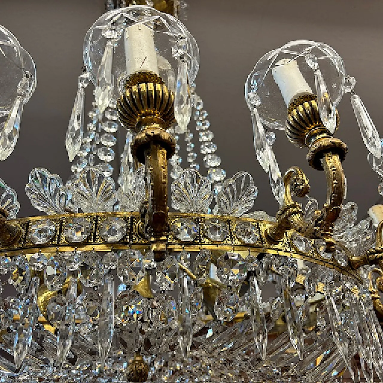 Gilded bronze and crystal chandelier, early 20th century 4