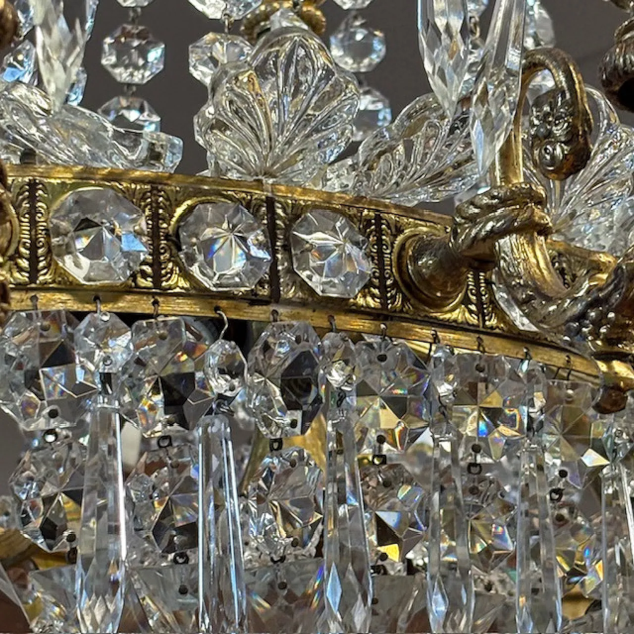 Gilded bronze and crystal chandelier, early 20th century 9