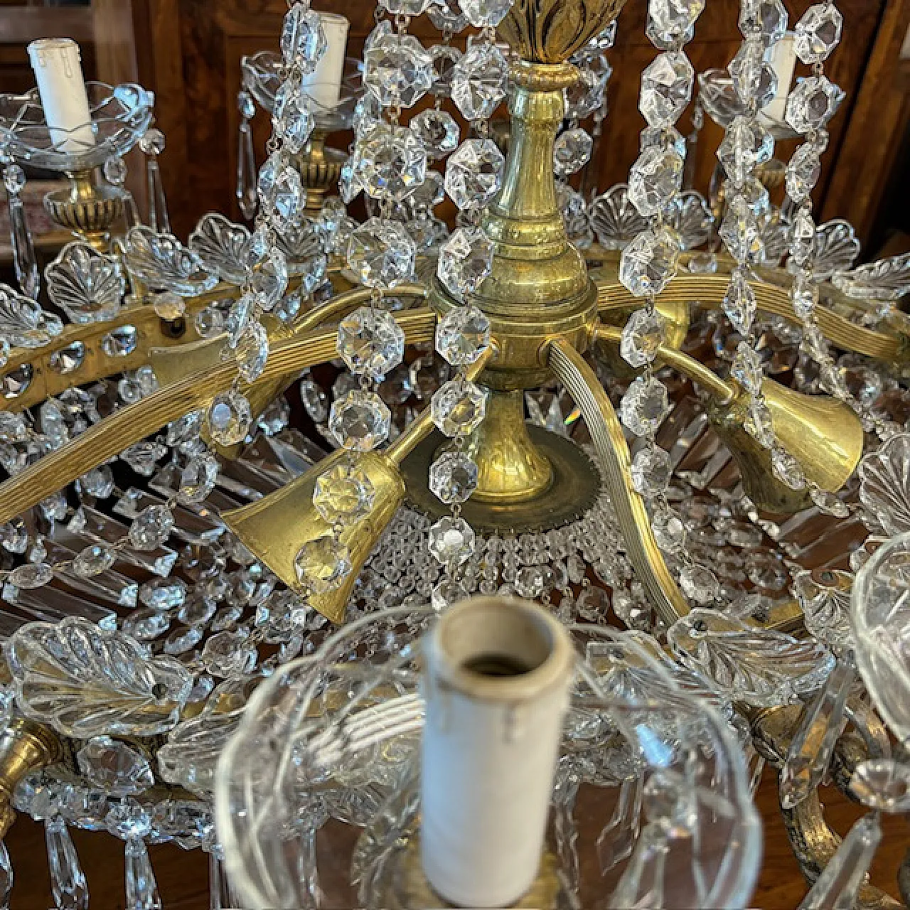 Gilded bronze and crystal chandelier, early 20th century 10