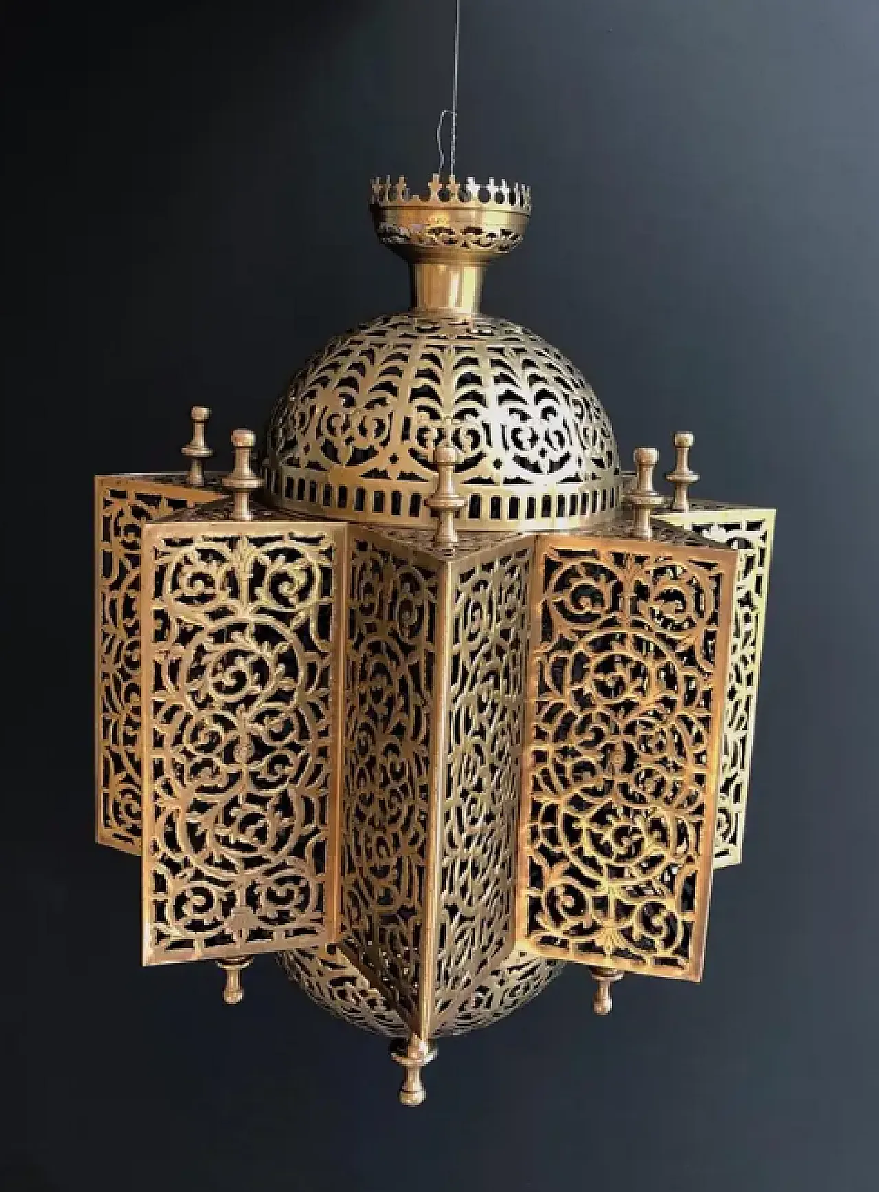 Oriental brass lantern, late 19th century 3