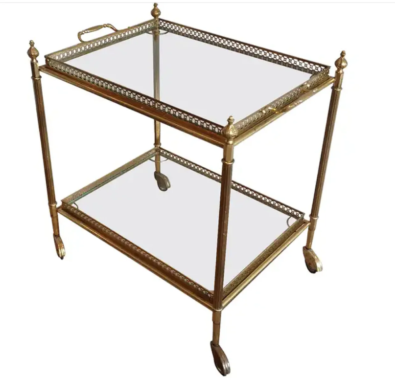 Brass drinks cart with removable trays, 1940s 1