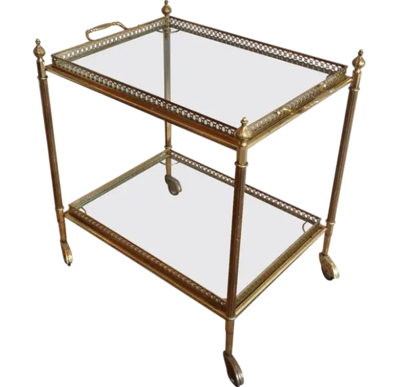 Brass drinks cart with removable trays, 1940s 8