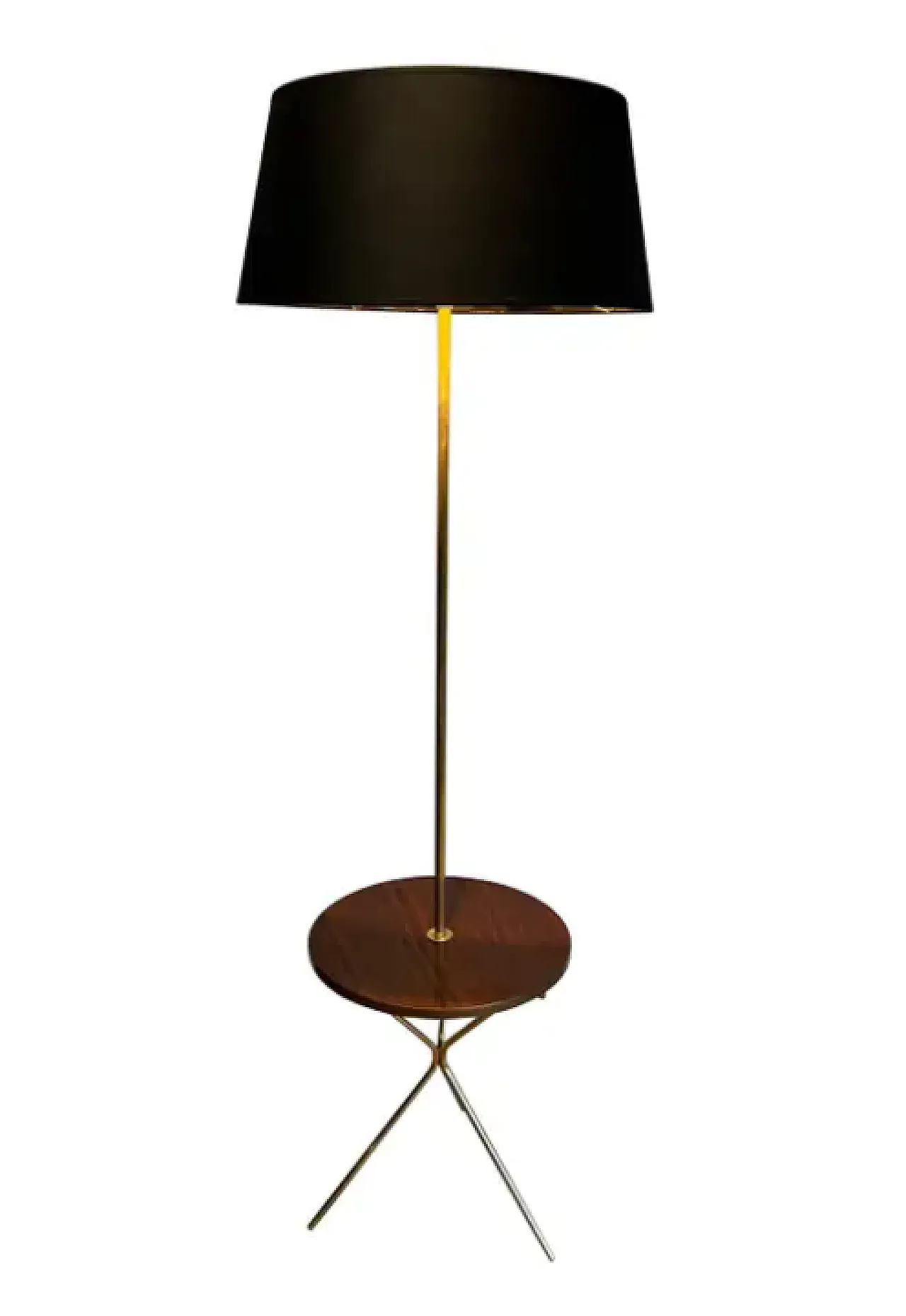 Brass and wood floor lamp by Maison Jansen, 1940s 1