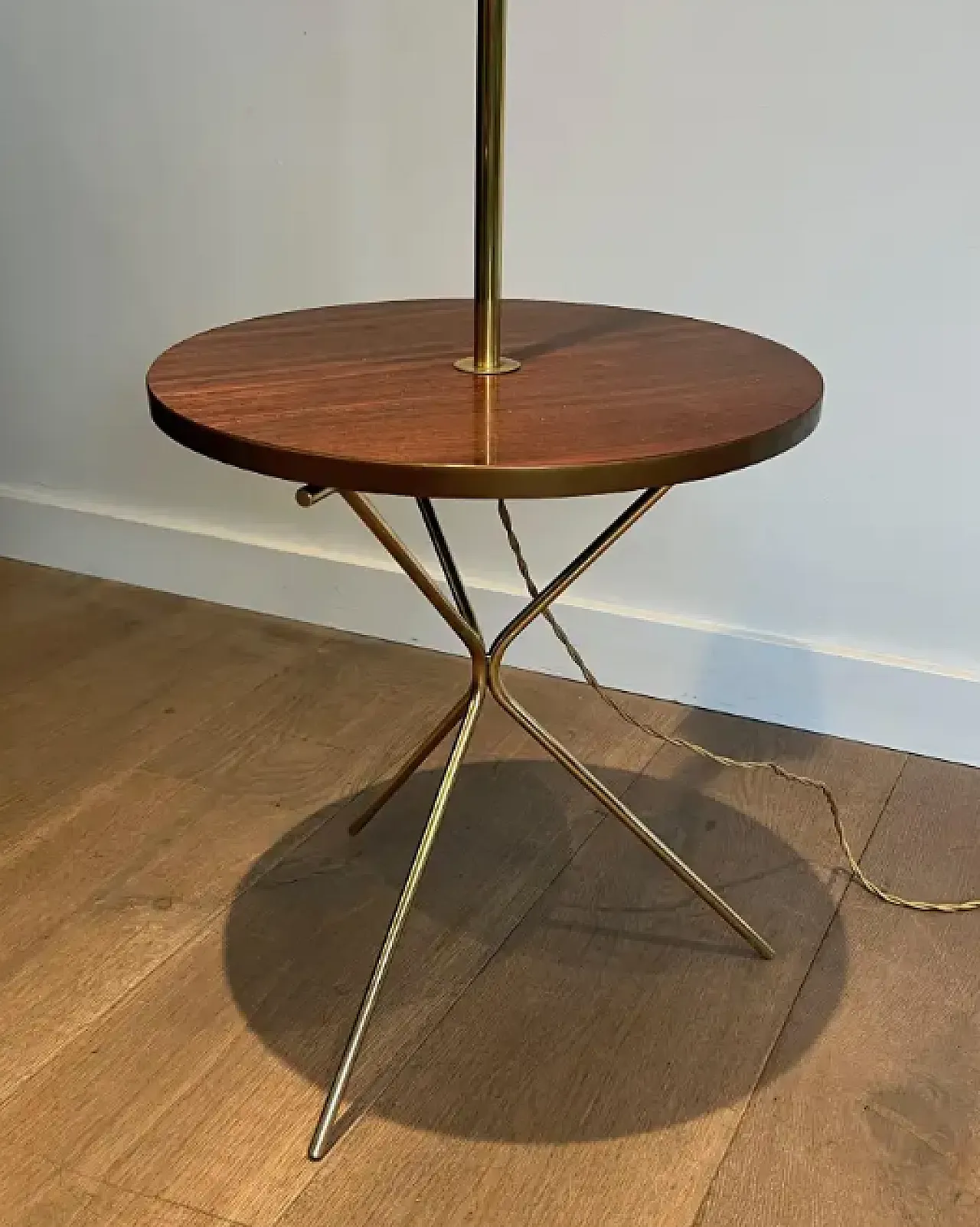 Brass and wood floor lamp by Maison Jansen, 1940s 7