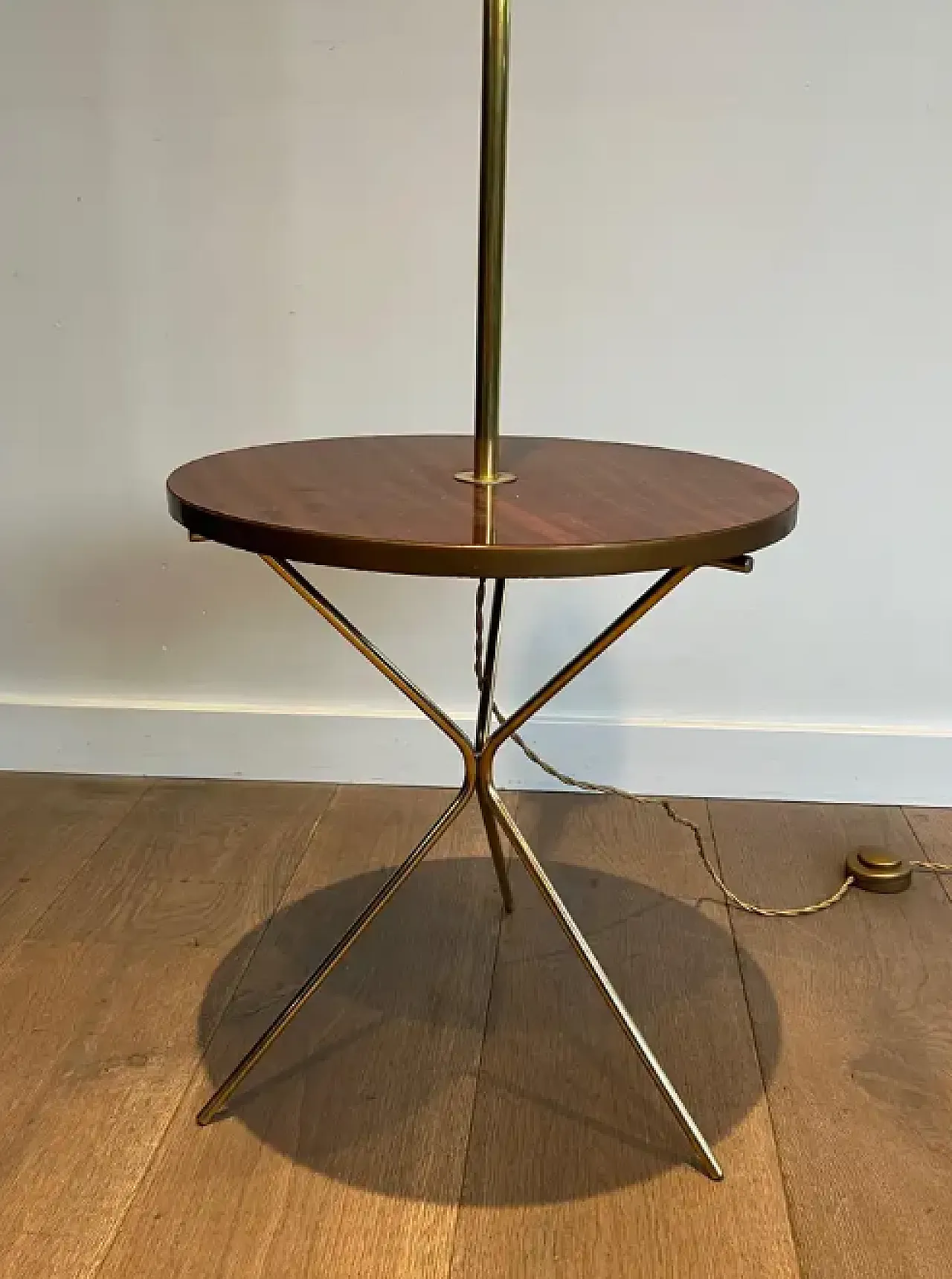 Brass and wood floor lamp by Maison Jansen, 1940s 8