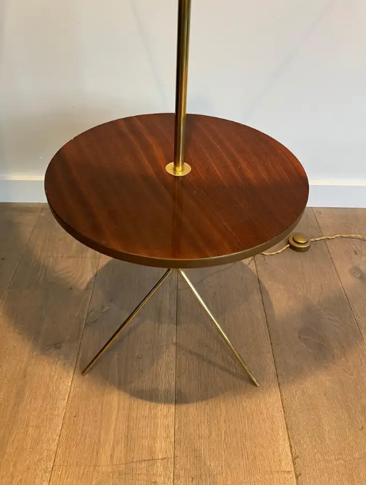 Brass and wood floor lamp by Maison Jansen, 1940s 9