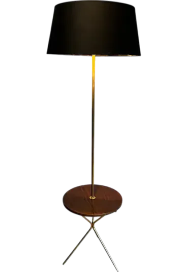 Brass and wood floor lamp by Maison Jansen, 1940s