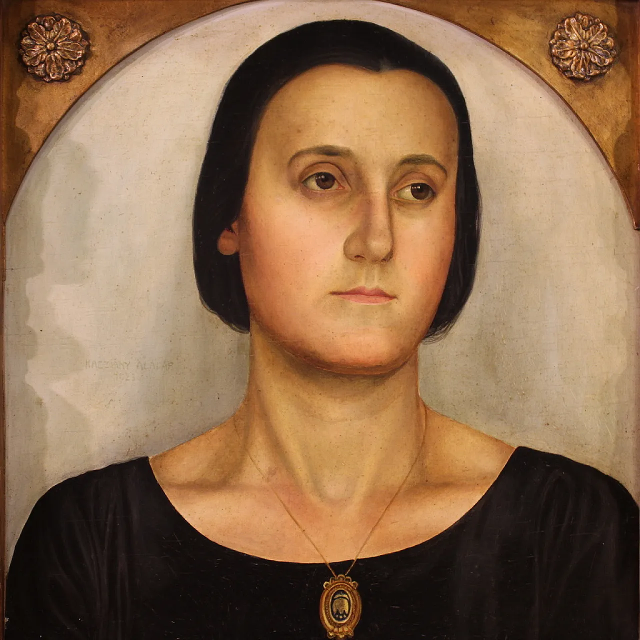 Aladár Kacziány, Portrait of a woman, signed  and dated, 1923 4