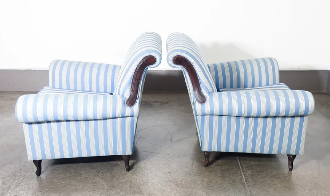 Pair of armchairs in wood and fabric, 1930s 6