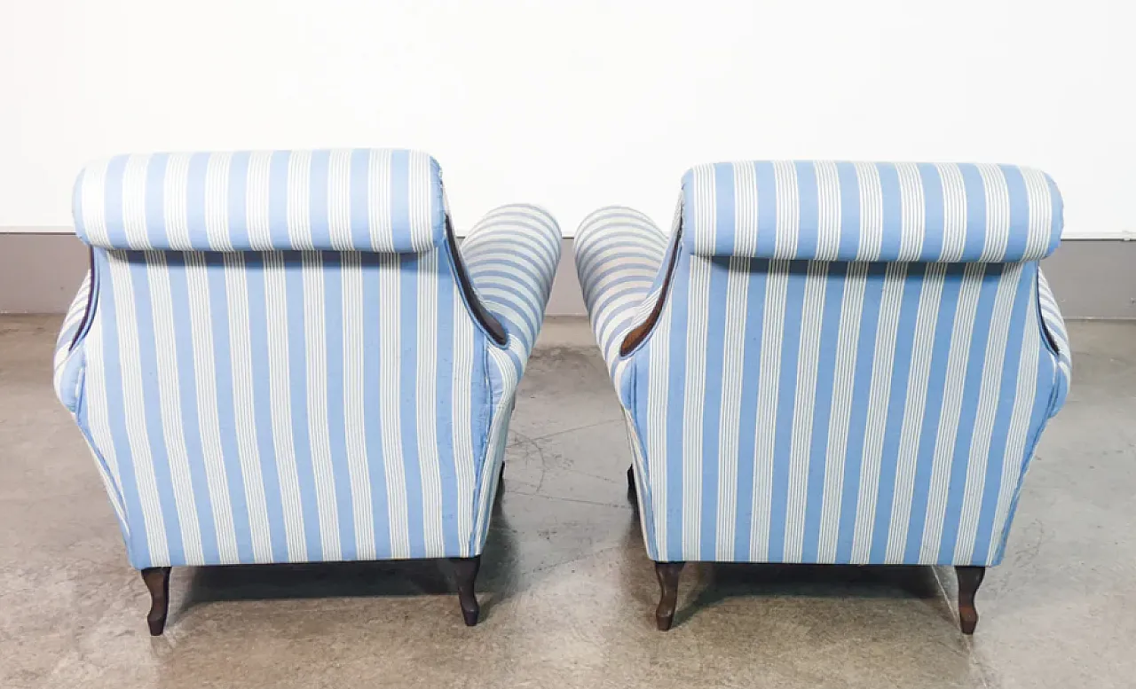 Pair of armchairs in wood and fabric, 1930s 8