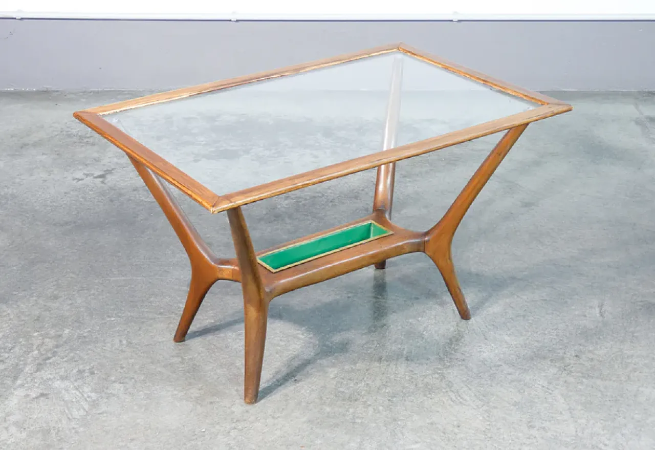 Wood and glass coffee table, 1940s 1