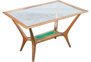 Wood and glass coffee table, 1940s