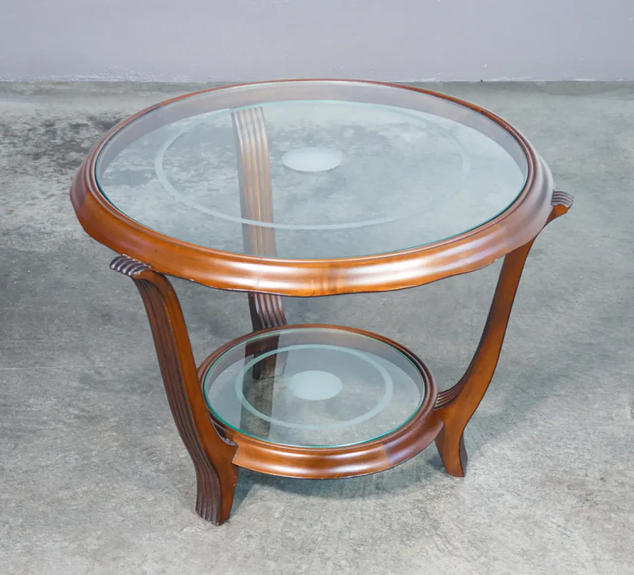 Wooden coffee table with two glass tops, 1930s 1