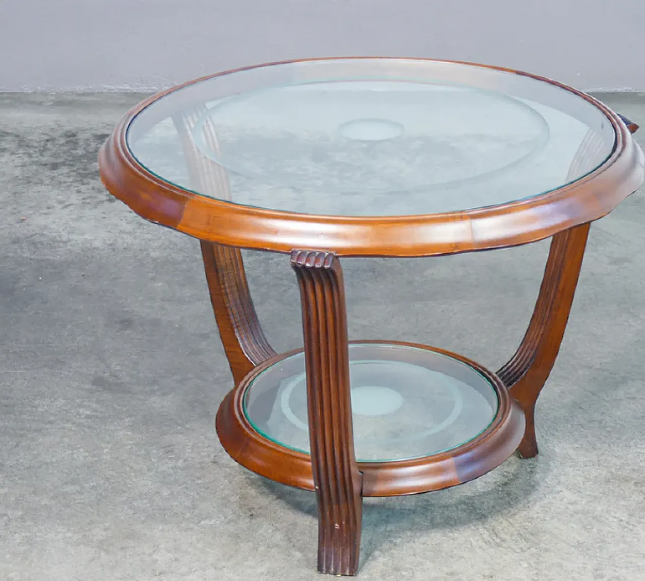 Wooden coffee table with two glass tops, 1930s 2