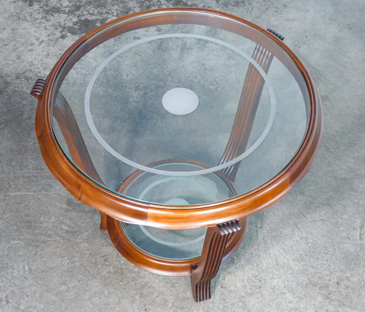 Wooden coffee table with two glass tops, 1930s 3