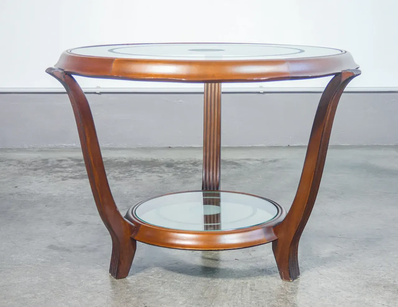 Wooden coffee table with two glass tops, 1930s 4