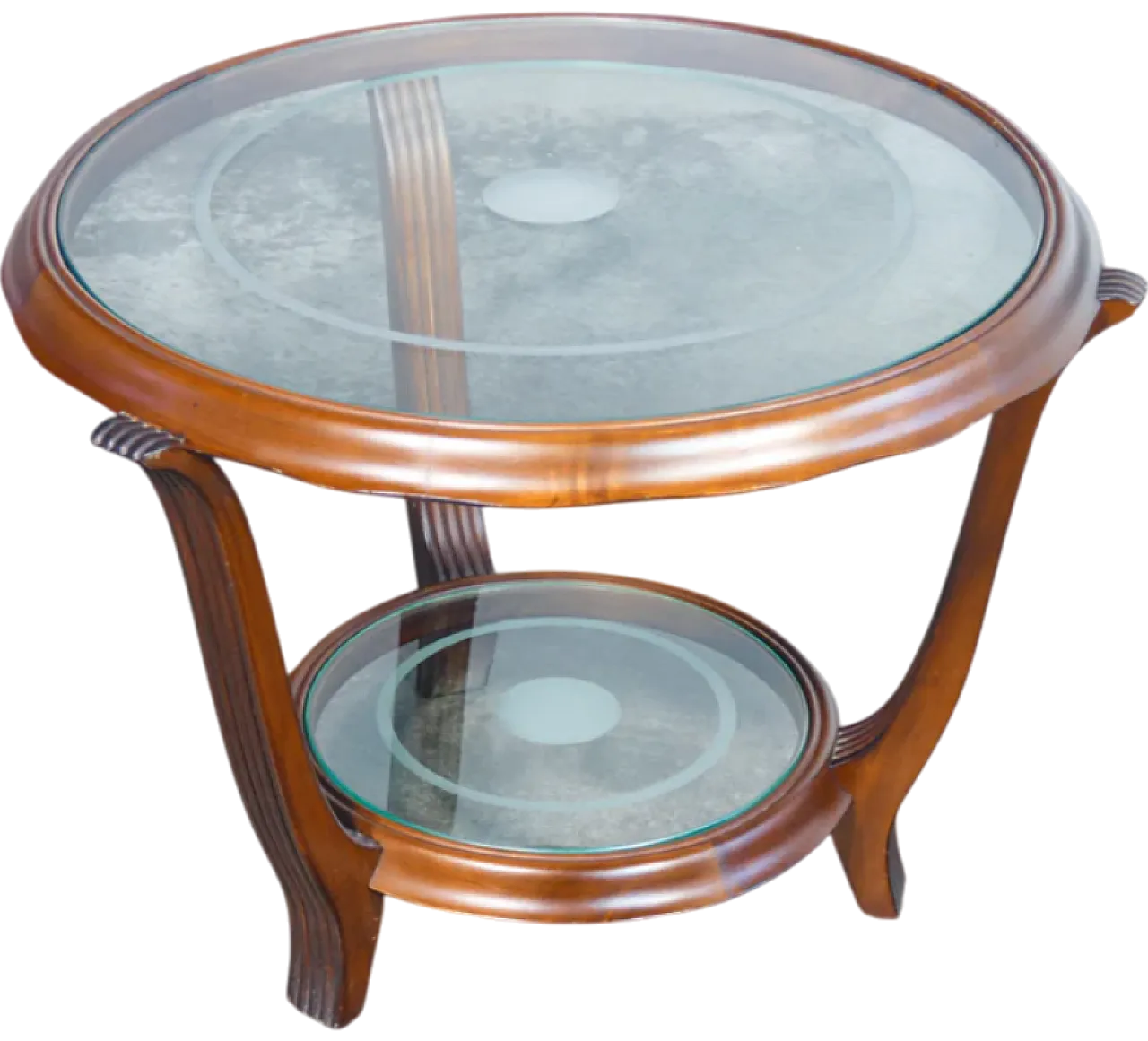 Wooden coffee table with two glass tops, 1930s 5