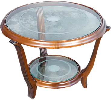 Wooden coffee table with two glass tops, 1930s