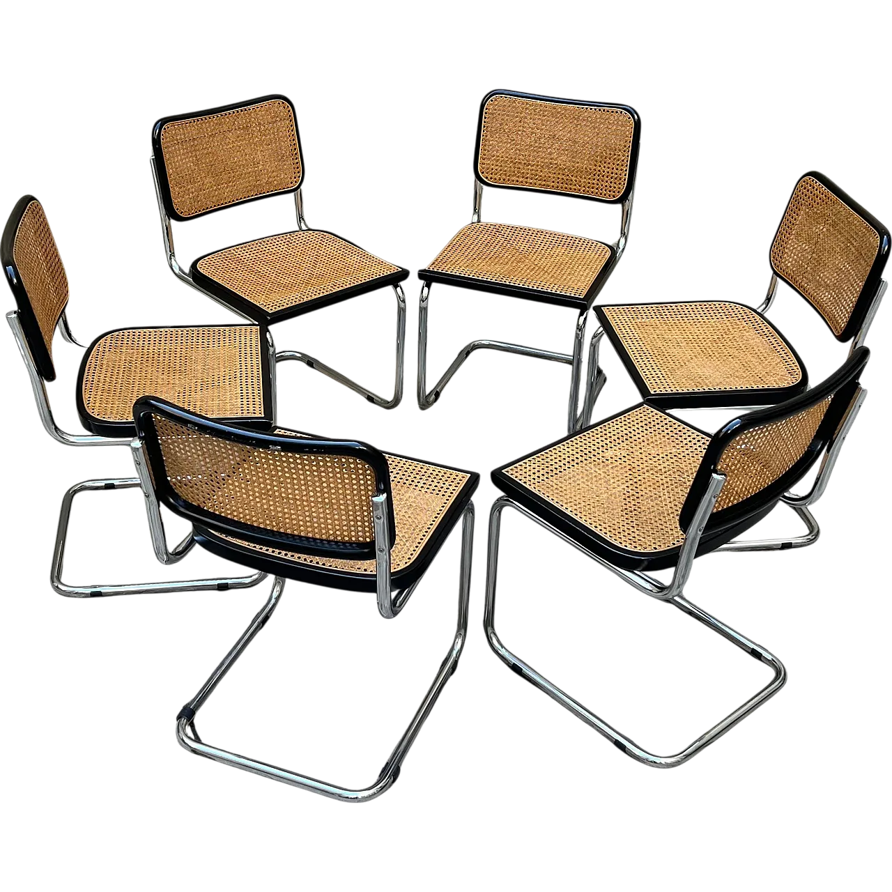 6 Chairs in the style of Marcel Breuer's Cesca model, 1980s 17