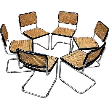 6 Chairs in the style of Marcel Breuer's Cesca model, 1980s