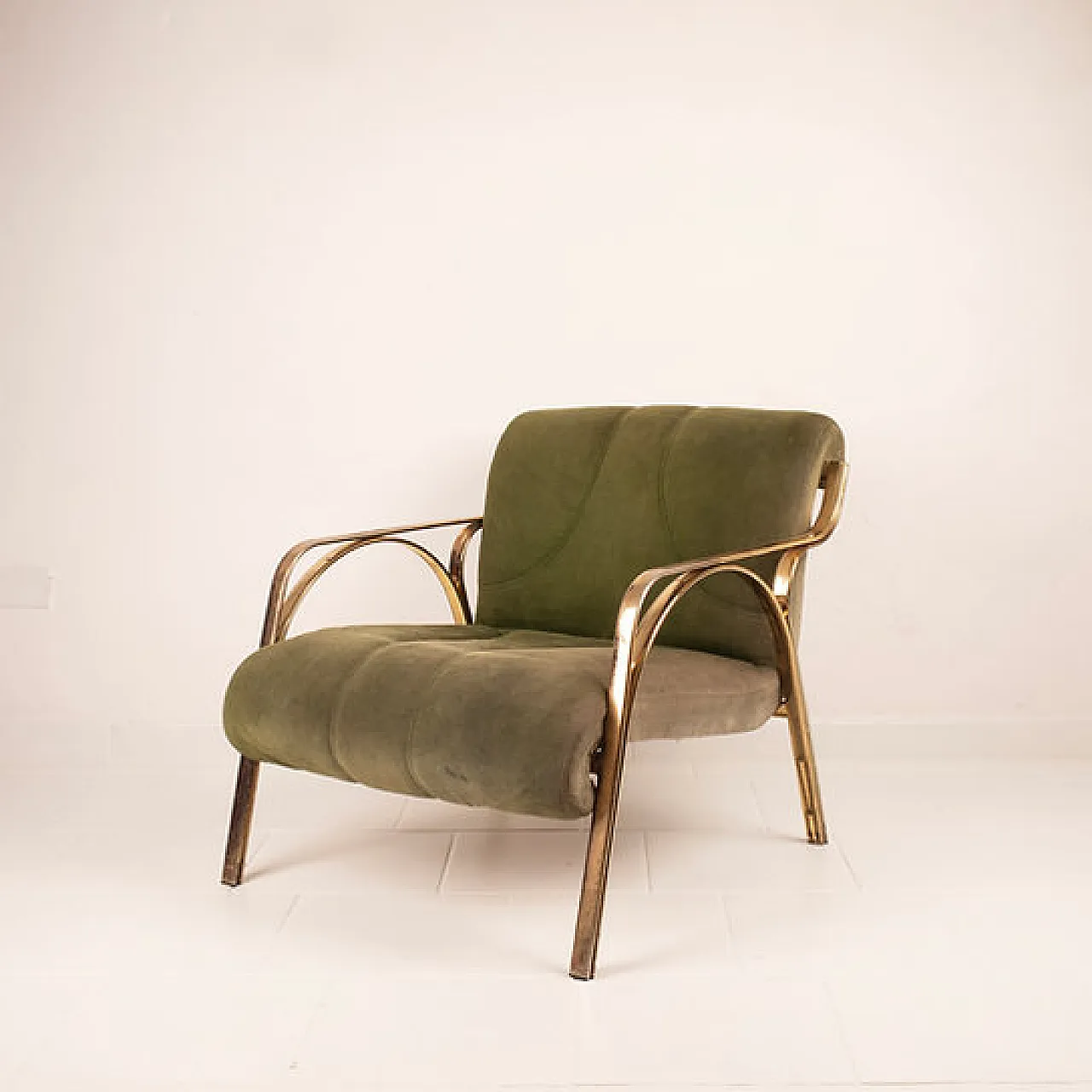 Green suede armchair by Vittorio Gregotti, 1960s 1