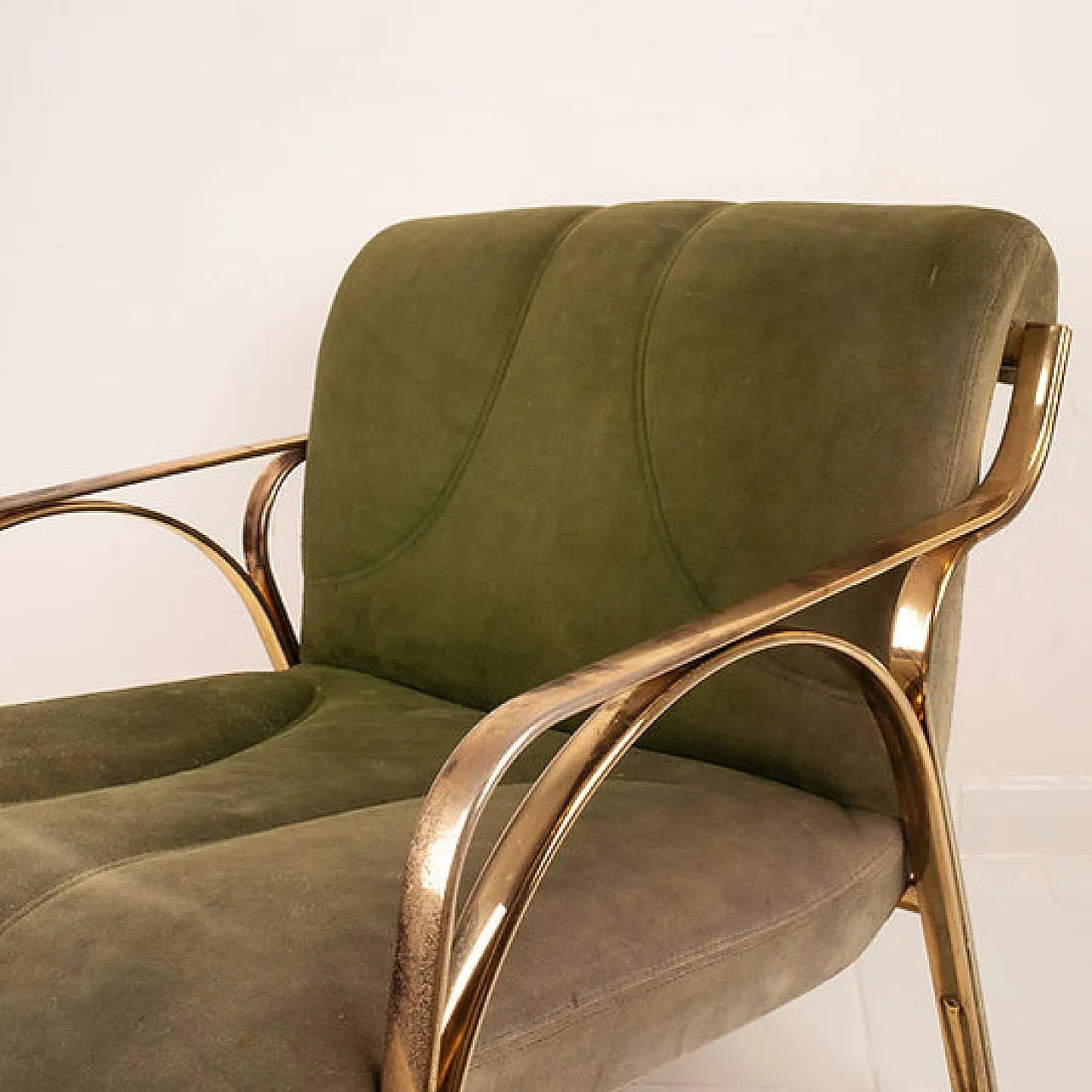 Green suede armchair by Vittorio Gregotti, 1960s 2