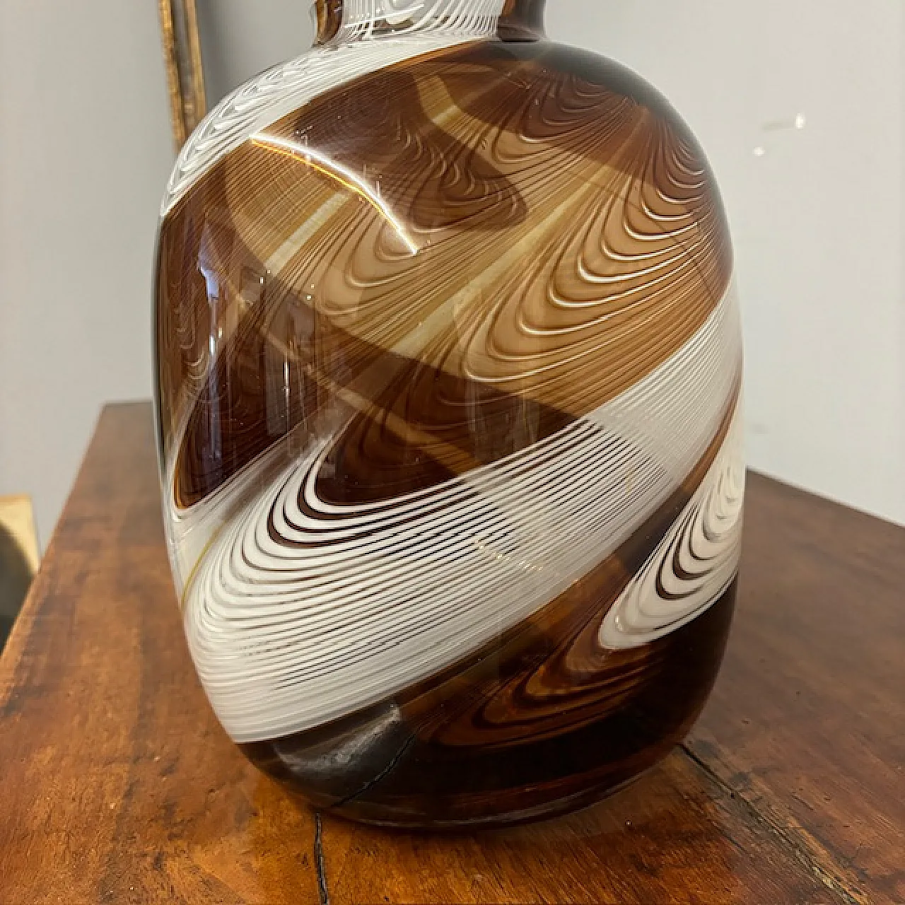 Carlo Moretti brown Murano glass vase, signed and dated 1977 2