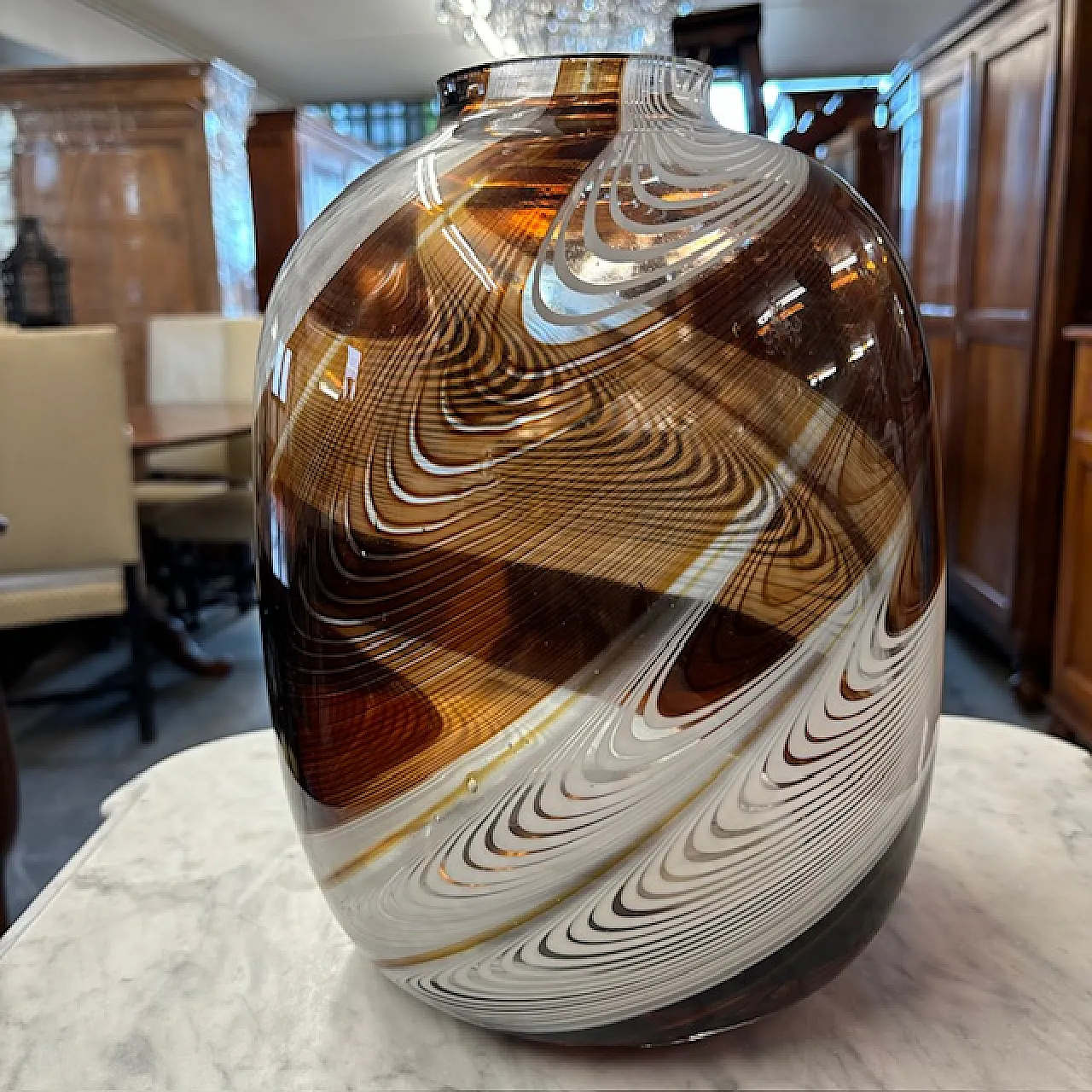 Carlo Moretti brown Murano glass vase, signed and dated 1977 11