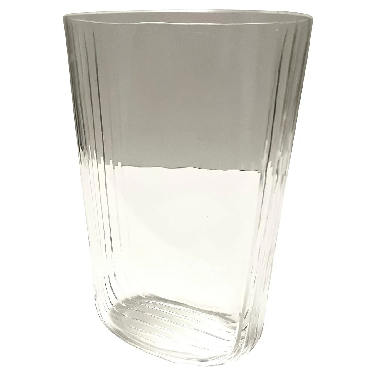 Rectangular Transparent Murano Glass Vase by Carlo Moretti, Signed, Italy 1990s 1