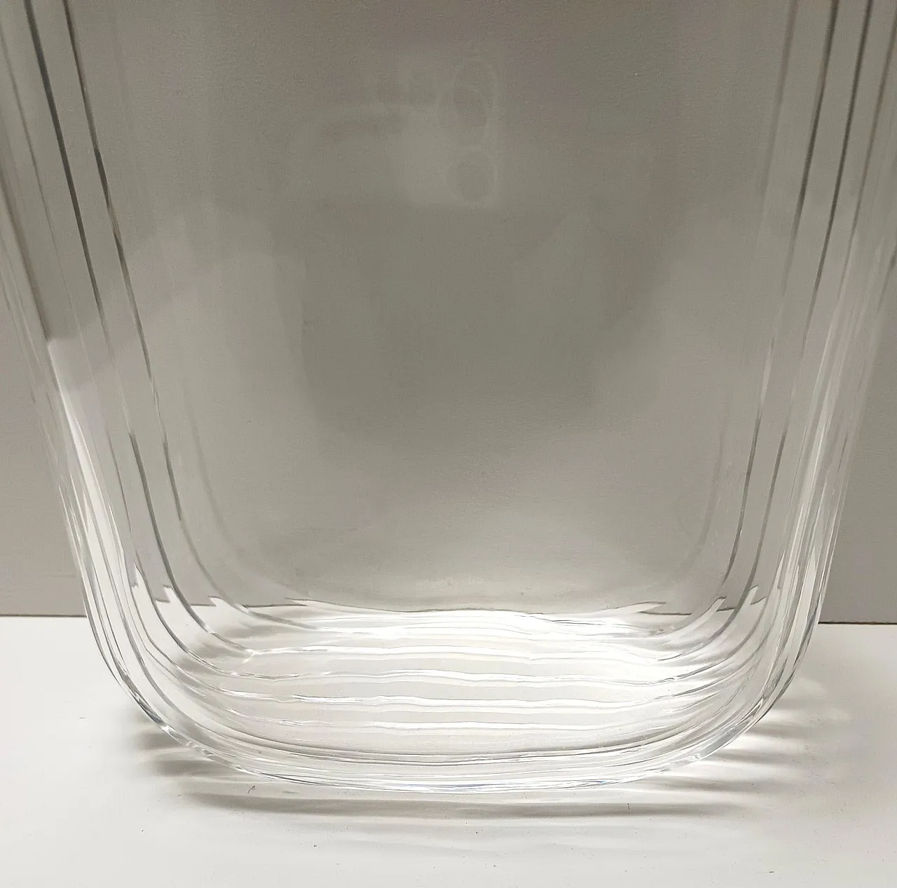 Rectangular Transparent Murano Glass Vase by Carlo Moretti, Signed, Italy 1990s 8