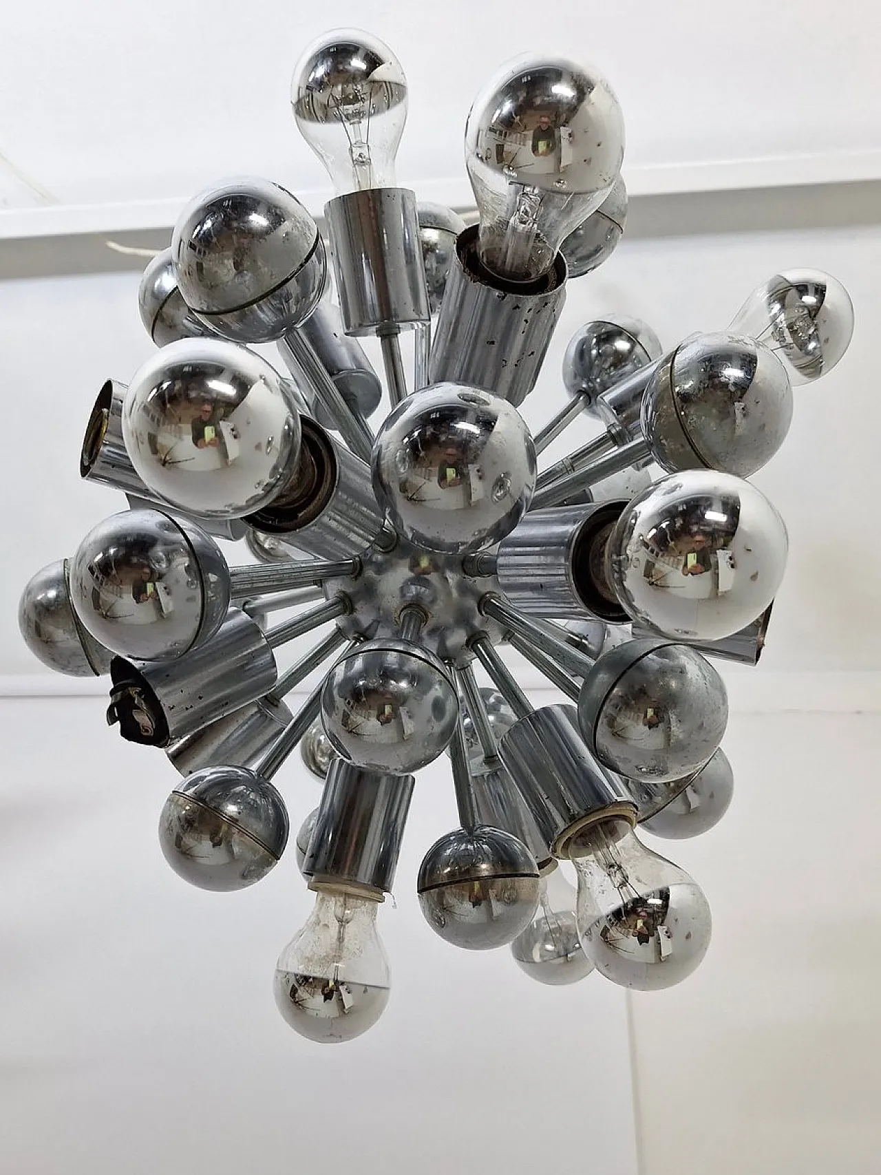 Lampada Sputnik in acciaio cromato, anni '70 3