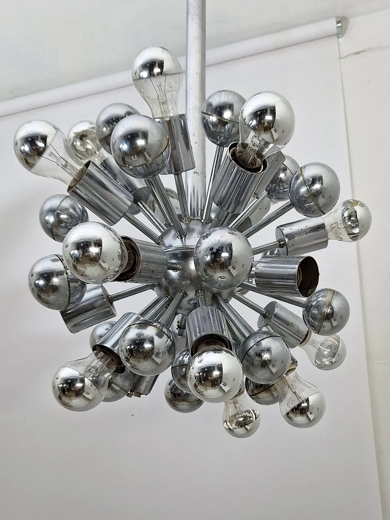 Lampada Sputnik in acciaio cromato, anni '70 5