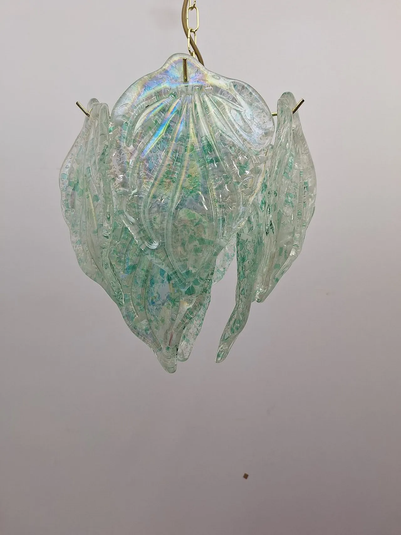 Pair of lamps with Murano glass leaves, 1980s 7