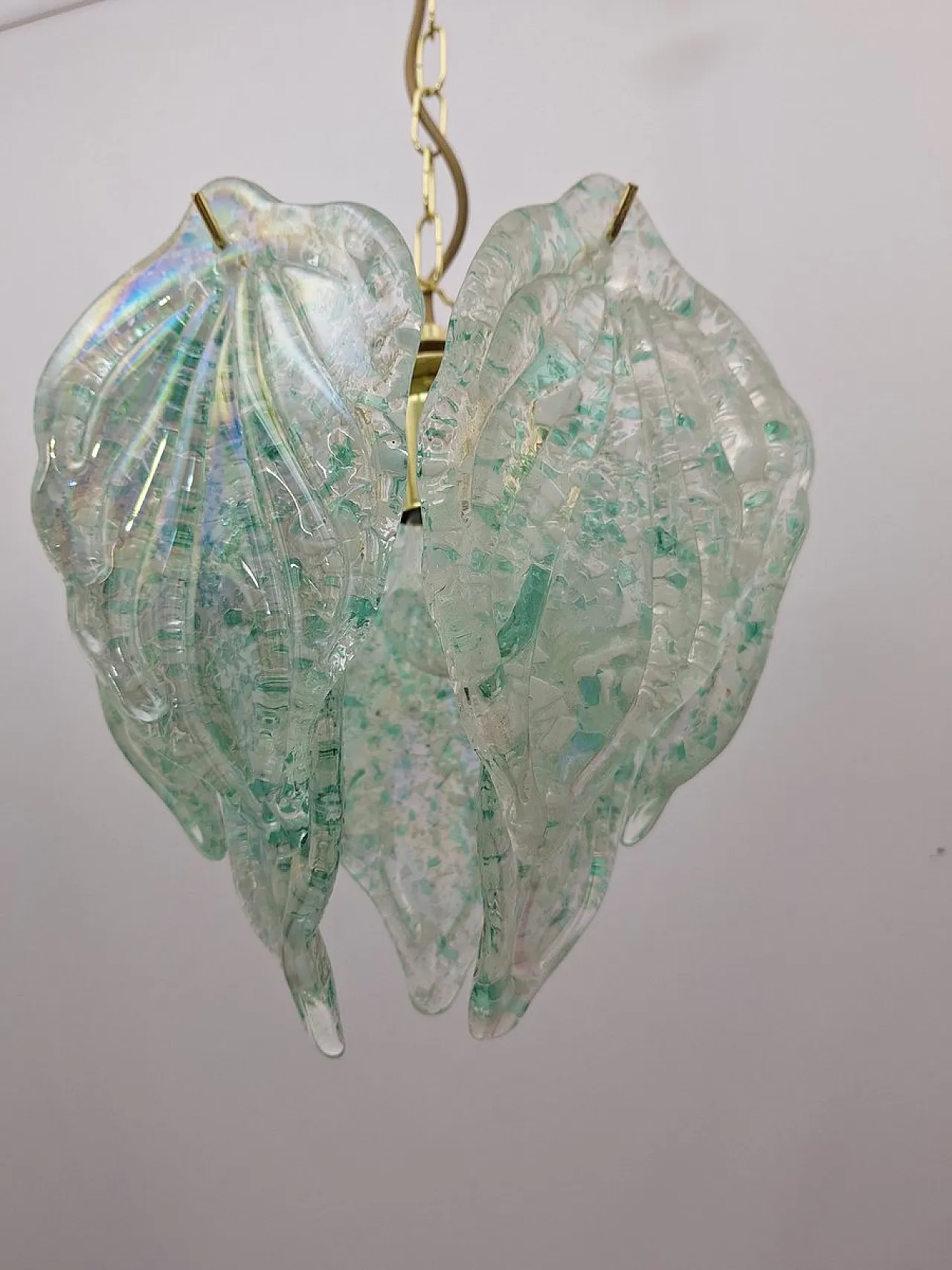 Pair of lamps with Murano glass leaves, 1980s 8