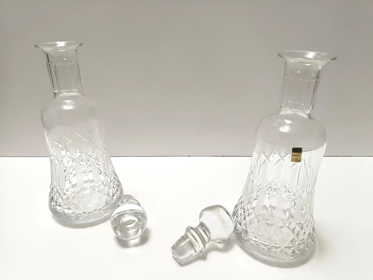 Pair of crystal decanter bottles by Bleikristall, Germany, 60s 11