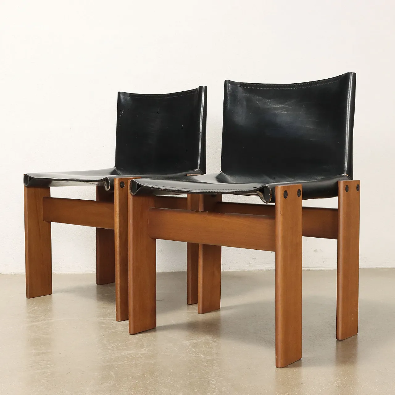 4 Monk chairs in beechwood by Afra and Tobia Scarpa for Molteni, 1980s 3