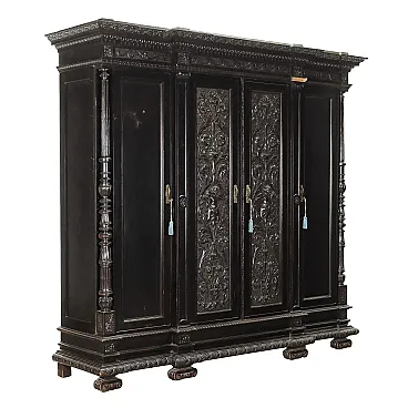 Wardrobe neo-renaissance style ebony painted wood, '900