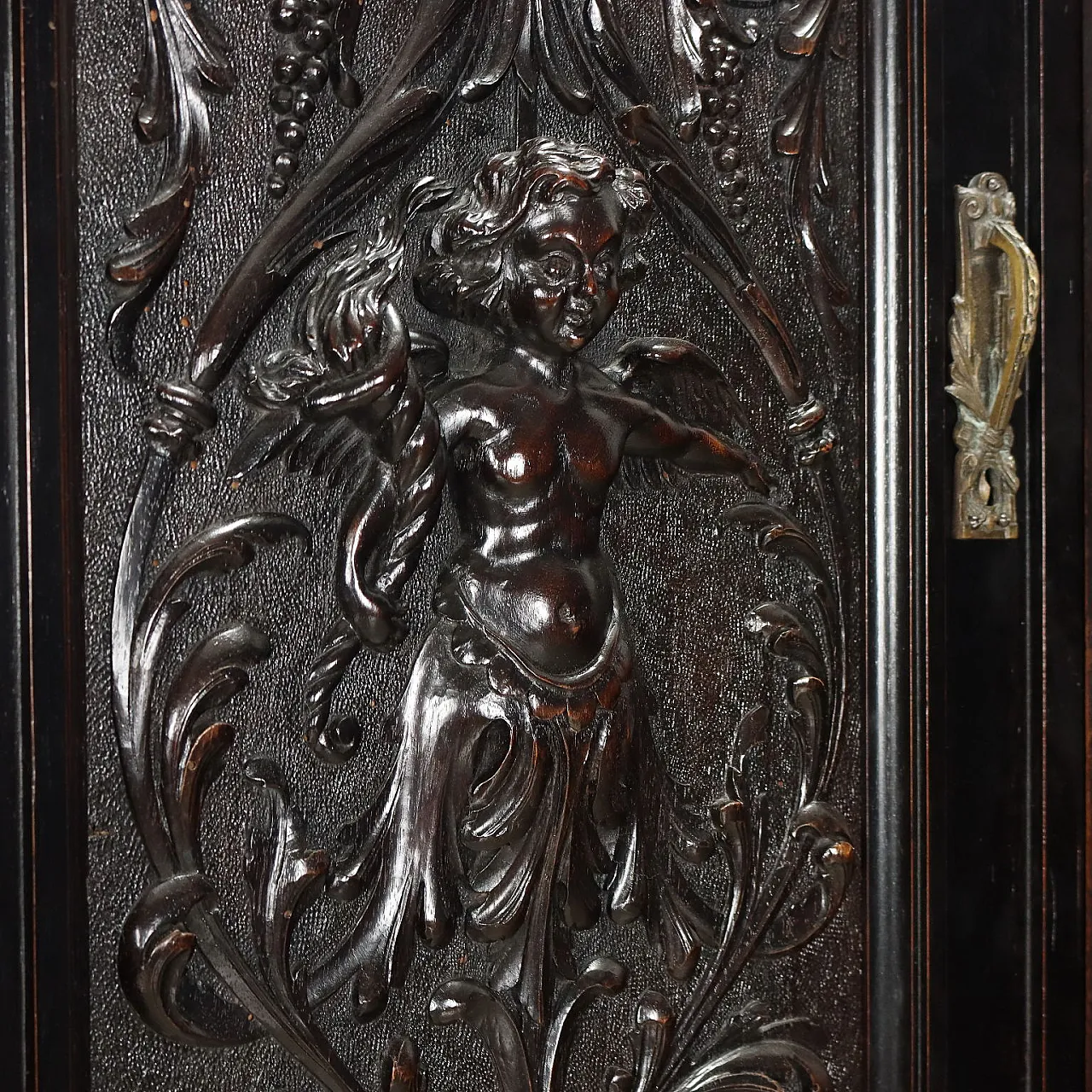 Wardrobe neo-renaissance style ebony painted wood, '900 9